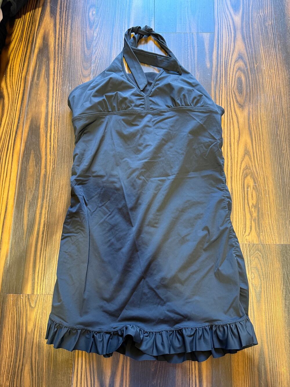 Assets by SPANX Halter Swim Dress W/Ruffle Hem Size XL
